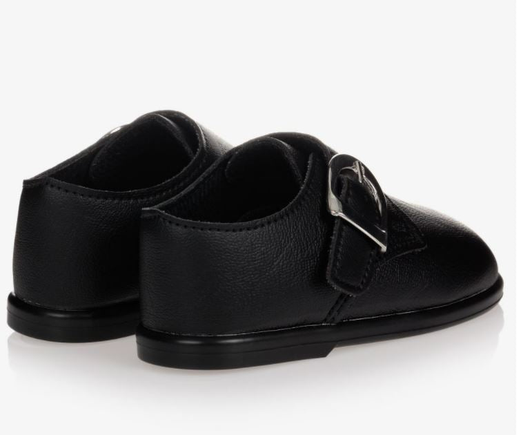 Early Days Boys Black First-Walker Shoes - The Little Darlings