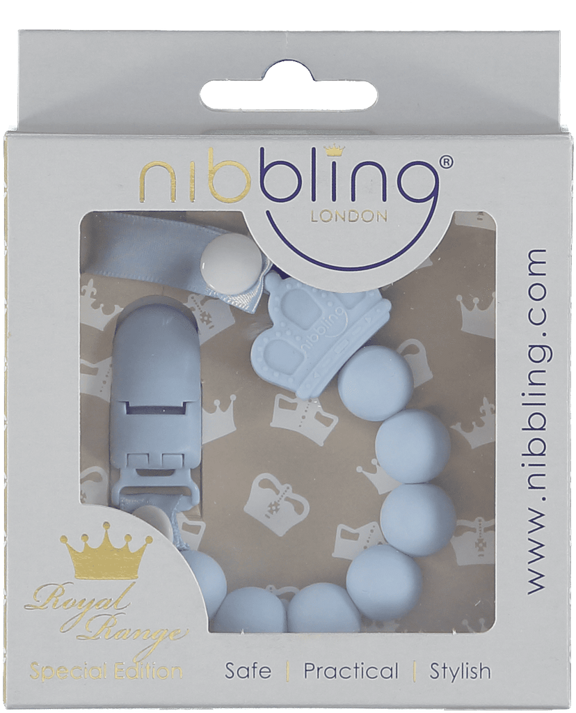 nibbling Royal Crown Dummy Clip – Blue - The Little Darlings