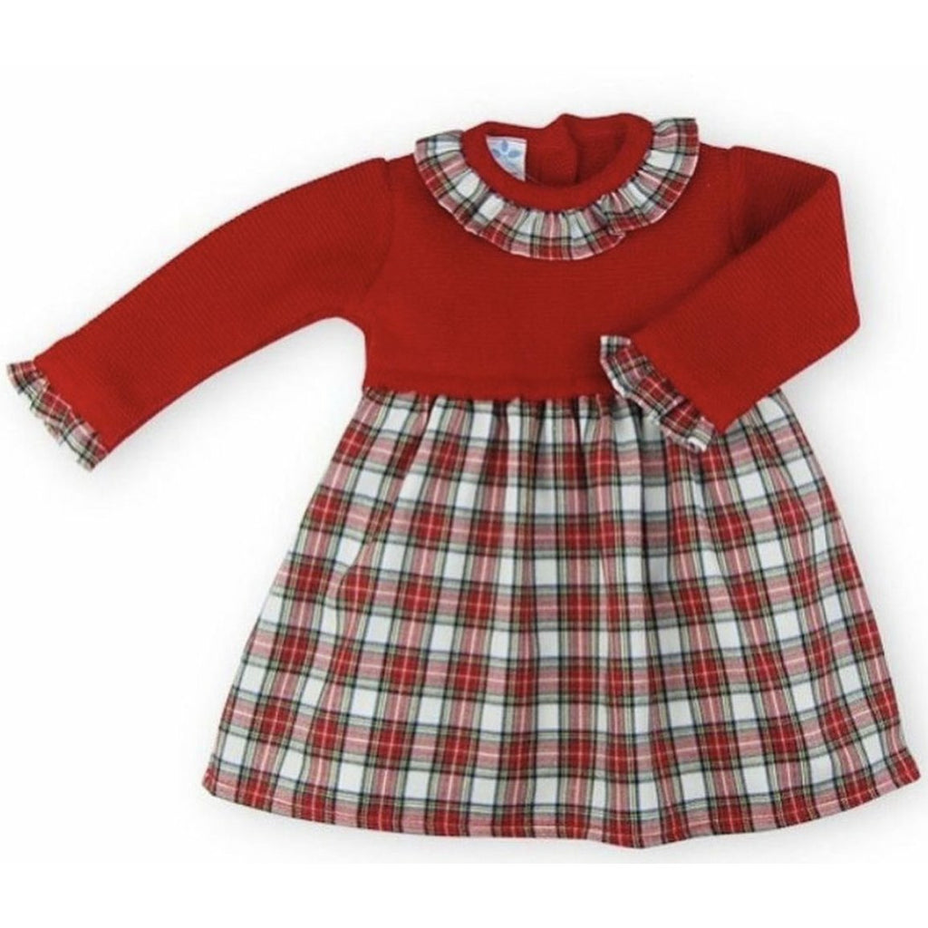 Red Tartan Knitted Dress - The Little Darlings