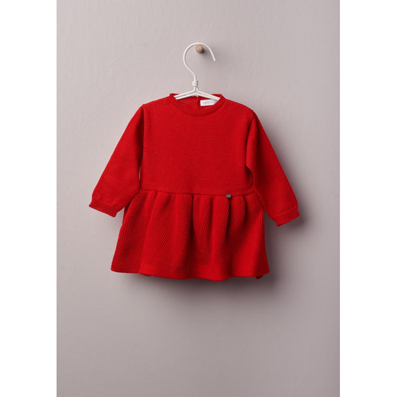 Long sleeved ruffled dress - Red - The Little Darlings
