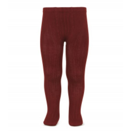 Burgundy Ribbed Tights - The Little Darlings