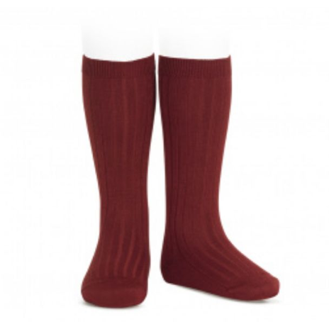 Burgundy Knee High Rib Socks - The Little Darlings