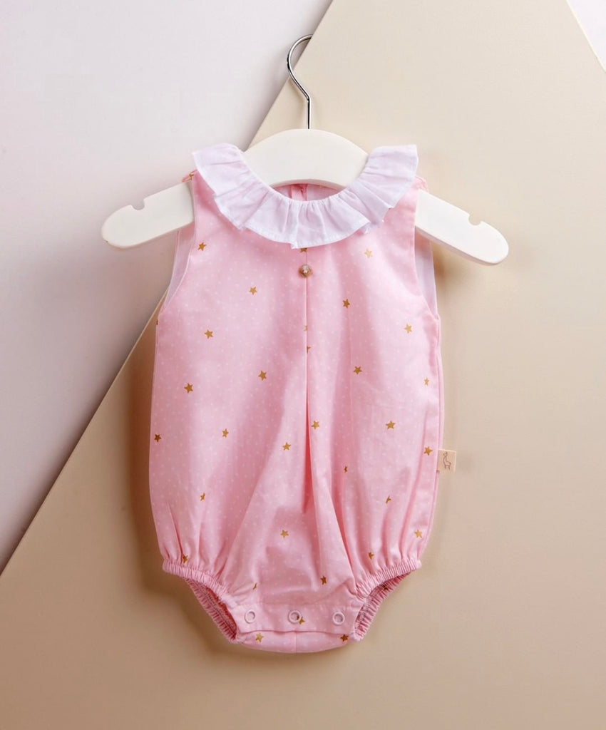 Baby Gi girls Pale Pink Romper With Gold Star Print - The Little Darlings