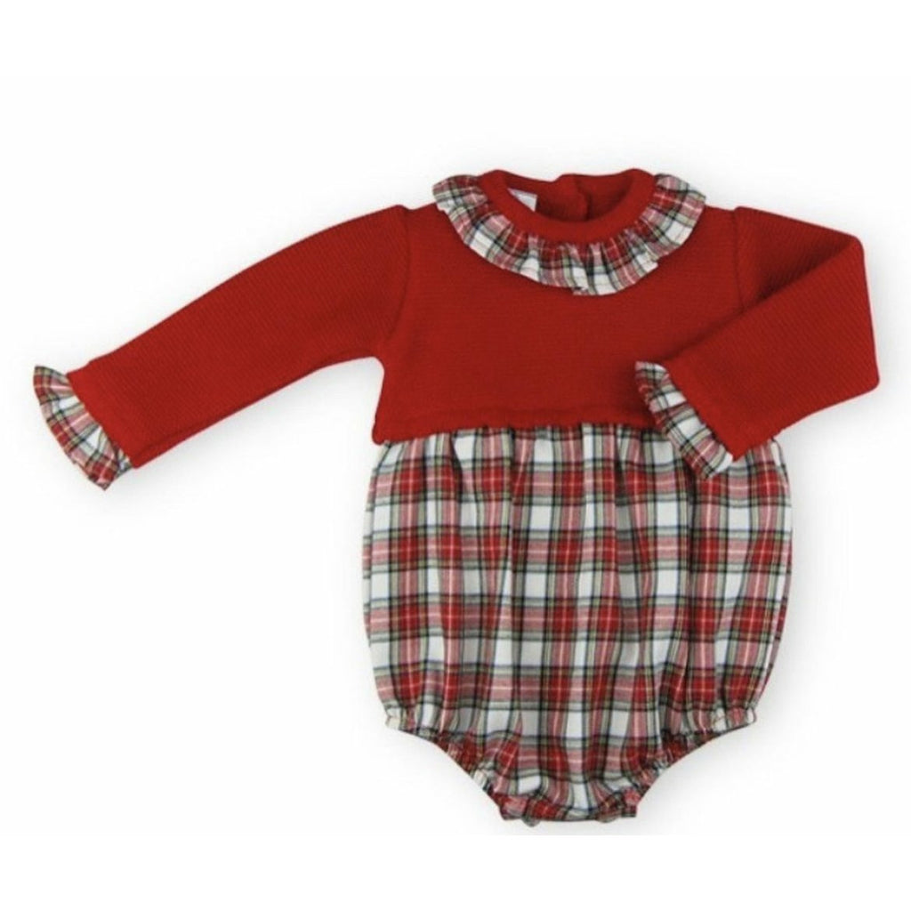 Red knitted Tartan Romper - The Little Darlings