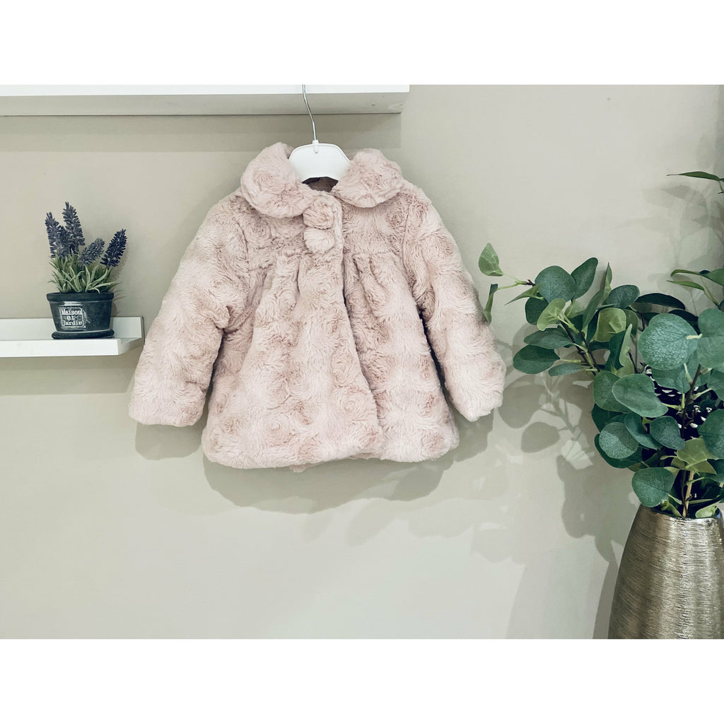 Sardon Dusky Pink Faux Fur Jacket - The Little Darlings