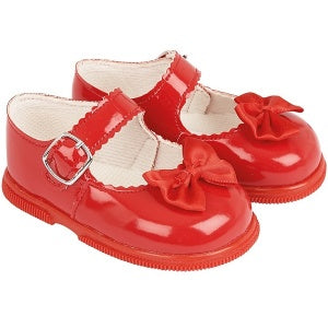 Girls Red Patent Satin Bow Special Occasion Shoes - The Little Darlings