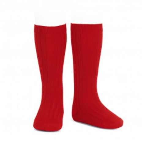 Red Rib Knee High Socks - The Little Darlings