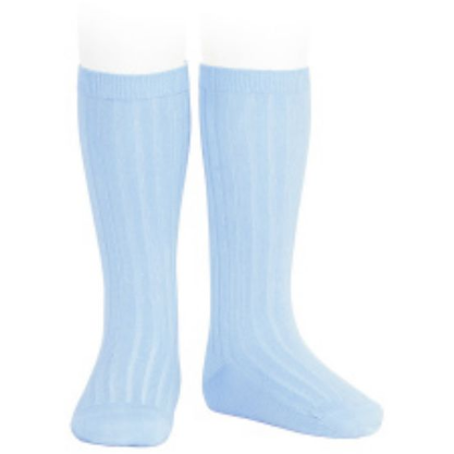 Light Blue Rib Knee High Socks - The Little Darlings