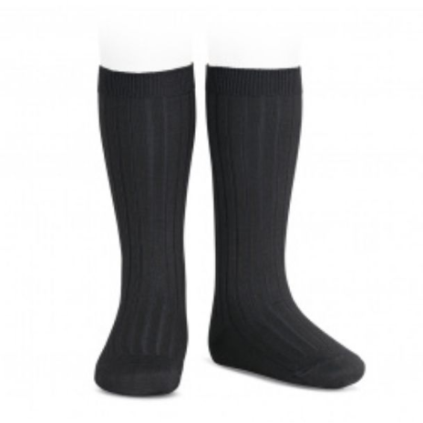Black Ribbed Knee High Socks - The Little Darlings