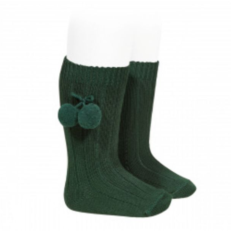 Green Pompom Knee High Socks - The Little Darlings