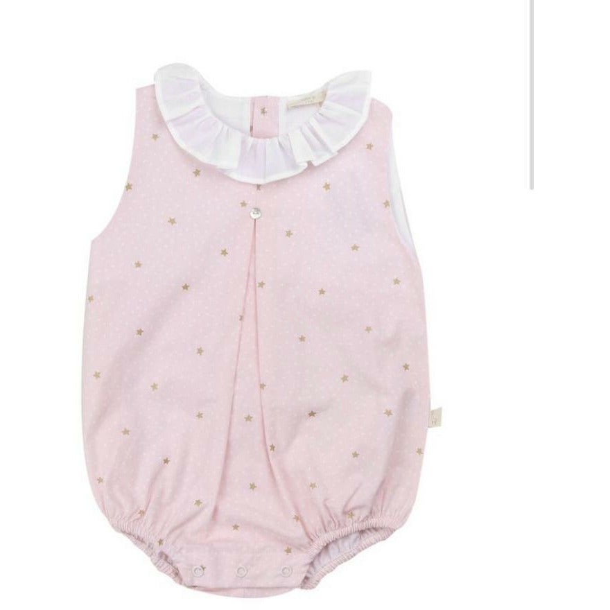 Baby Gi girls Pale Pink Romper With Gold Star Print - The Little Darlings