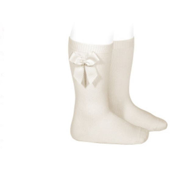 Linen Knee High Socks with Side Bows - The Little Darlings