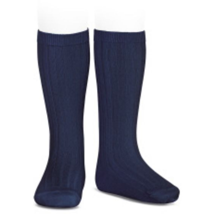 Navy Ribbed Knee High Socks - The Little Darlings