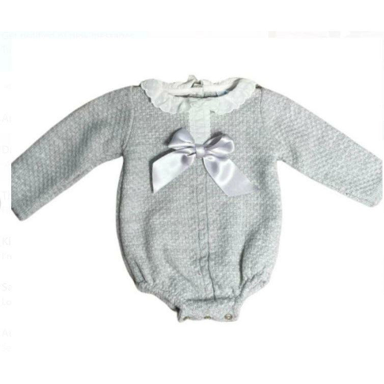 Grey Jumper Long-Sleeved Vest With Bow - The Little Darlings