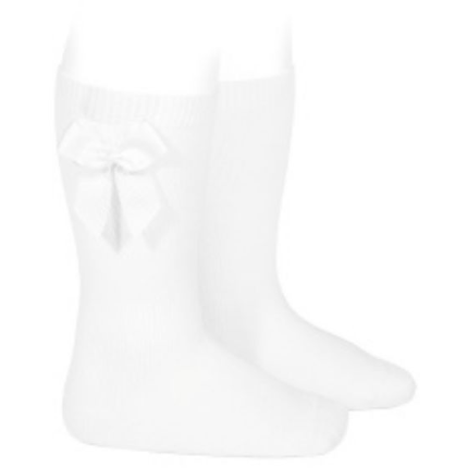 White Knee High Socks With Side Bows - The Little Darlings